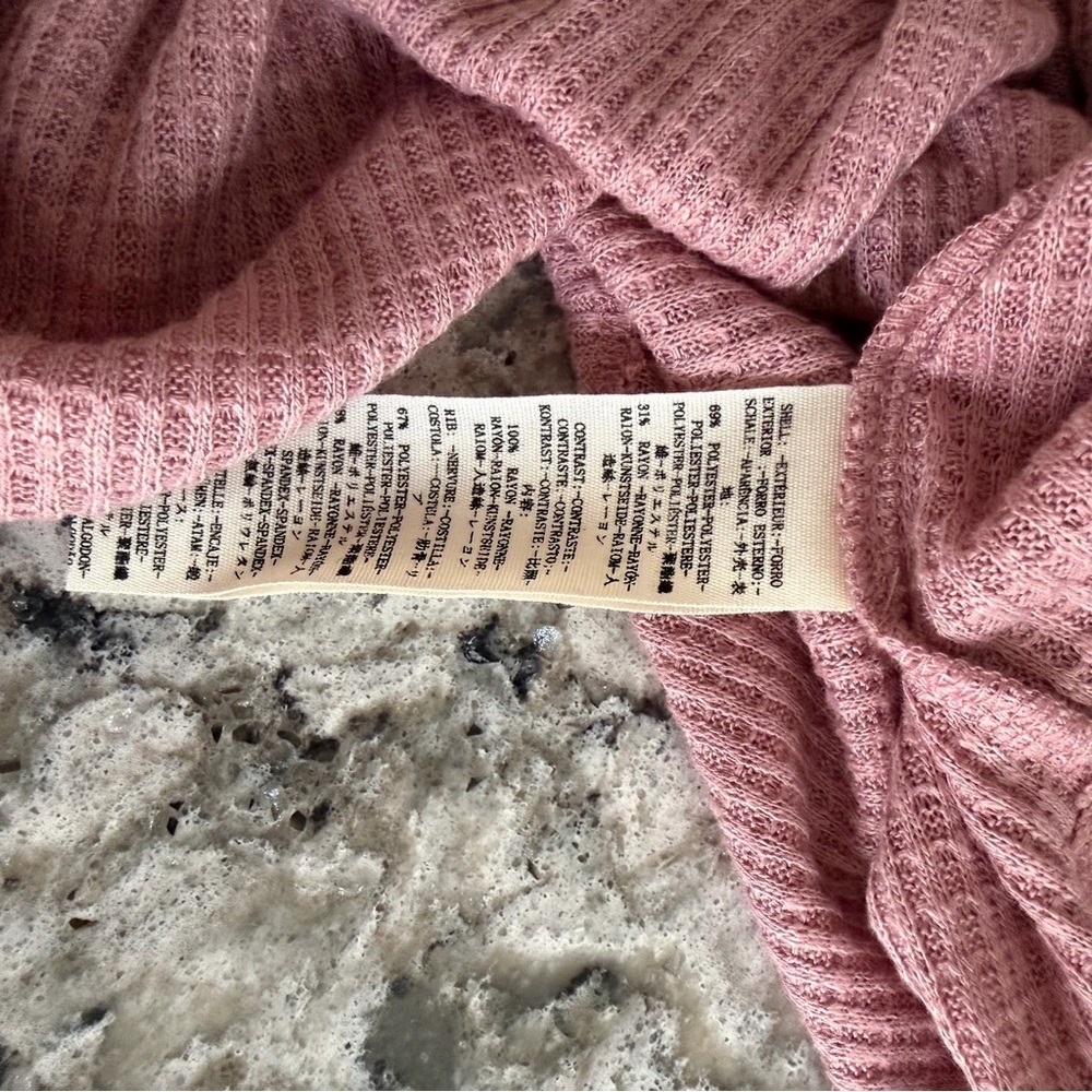 Free People Women's‎ Sweetest Thing Thermal Pink Blush Top Lace Balloon Sleeve M - Picture 15 of 16